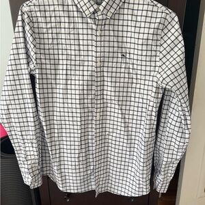Vineyard Vines boys xl (18) window pane white blue shirt on the go performance